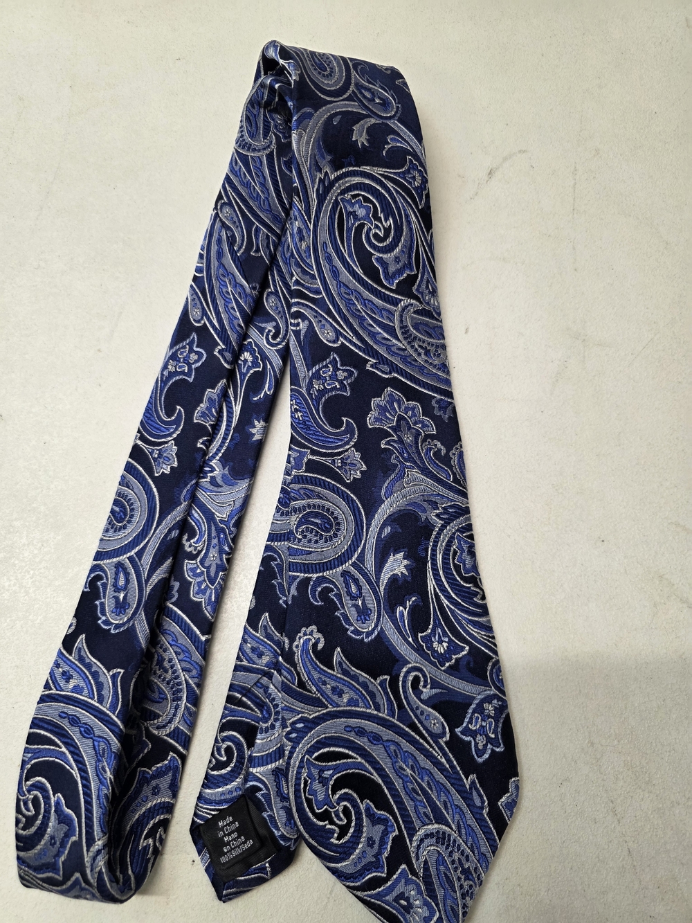 Preswick & Moore Men’s Silk Tie Blue Navy Paisley Classic Necktie